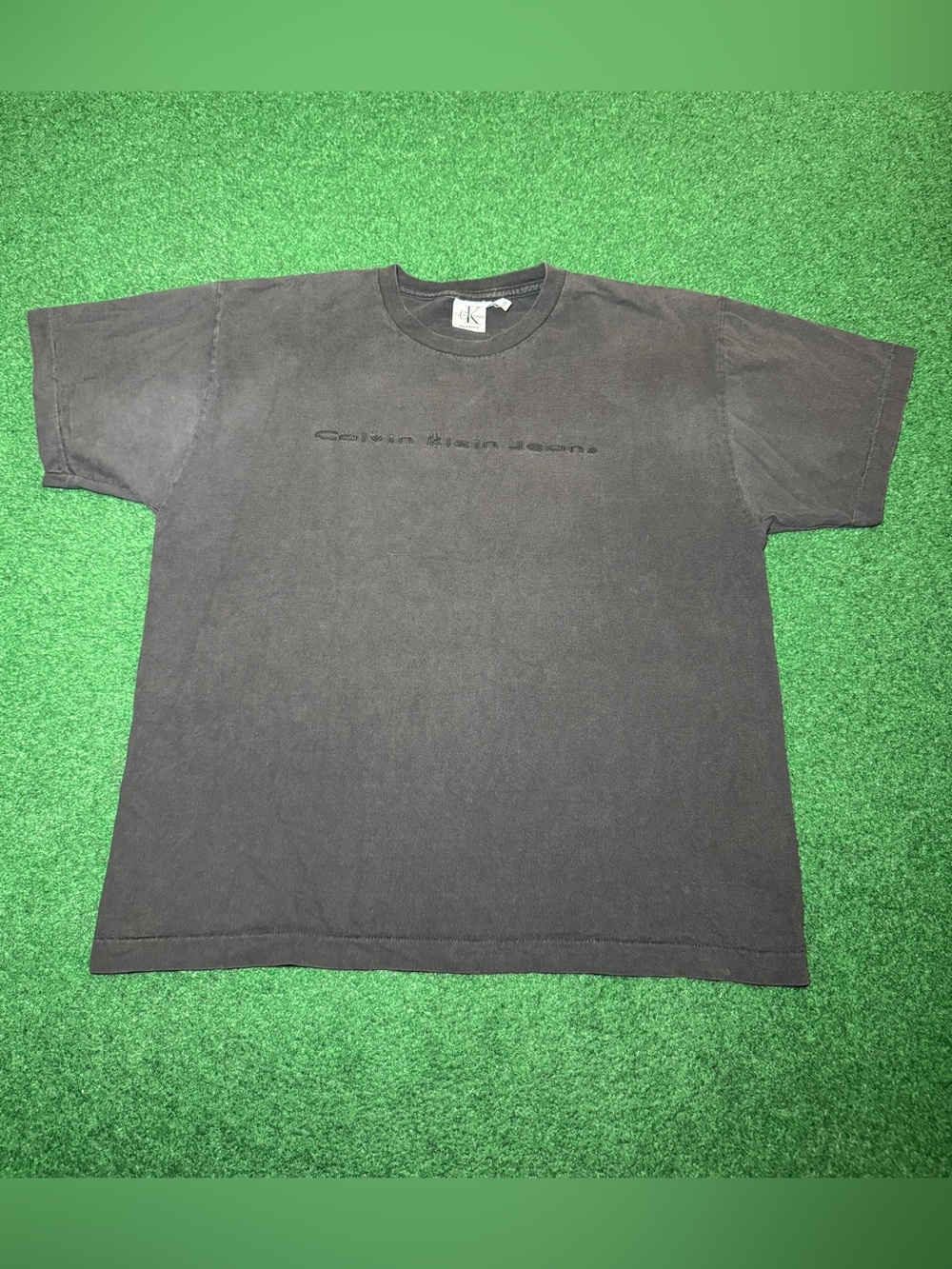 Calvin Klein Vintage Designer Black 90s Tee Faded 22x27 Large T Shirt